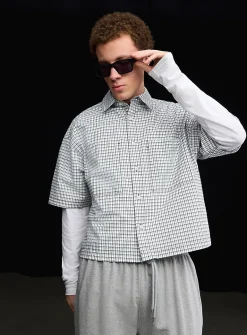 Plaid seersucker shirt