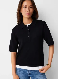 Plain boxy polo sweater