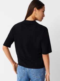 Plain boxy polo sweater