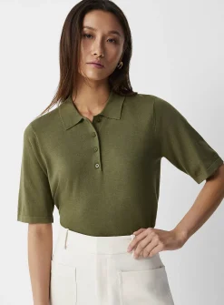 Plain boxy polo sweater