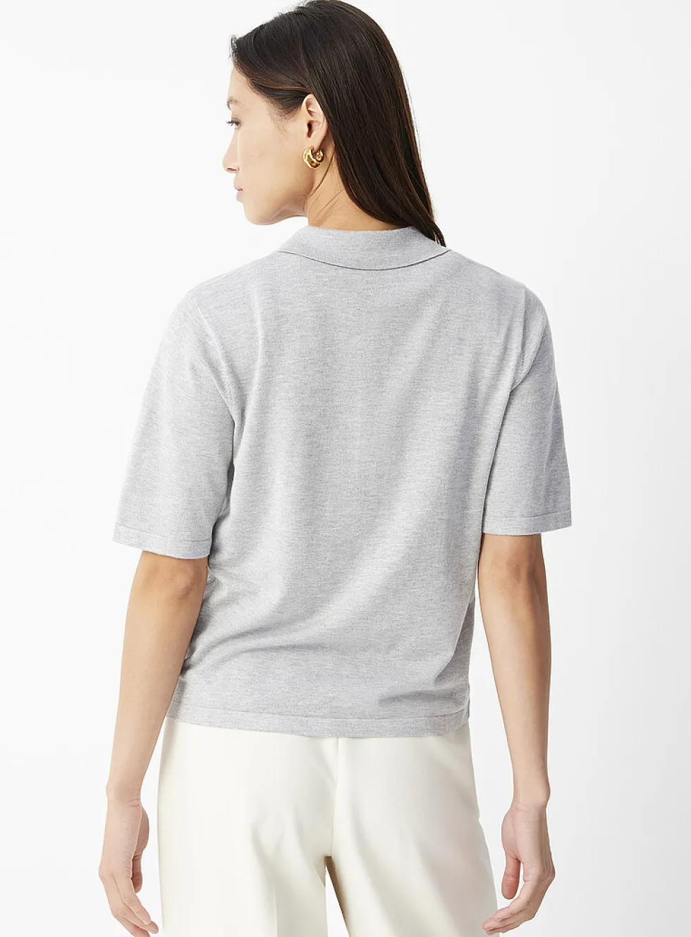 Plain boxy polo sweater