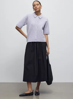Plain plush shirt-collar cardigan