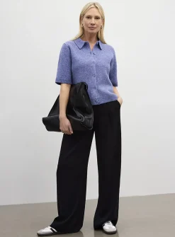 Plain plush shirt-collar cardigan