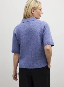 Plain plush shirt-collar cardigan