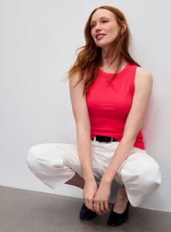 Plain ribbed fitted cami