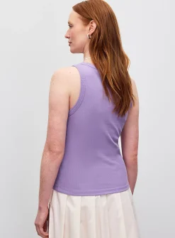 Plain ribbed fitted cami