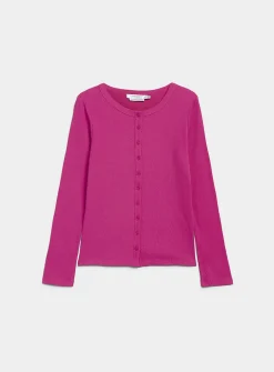 Plain ribbed jersey cardigan