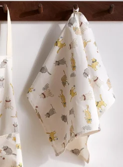 Playful cats tea towel
