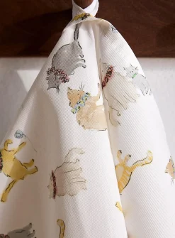 Playful cats tea towel