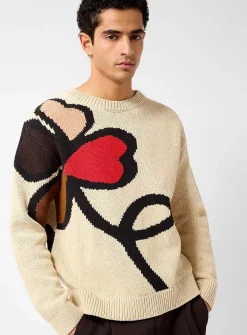 Playful floral jacquard sweater