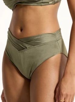 Pleated accent iridescent bikini