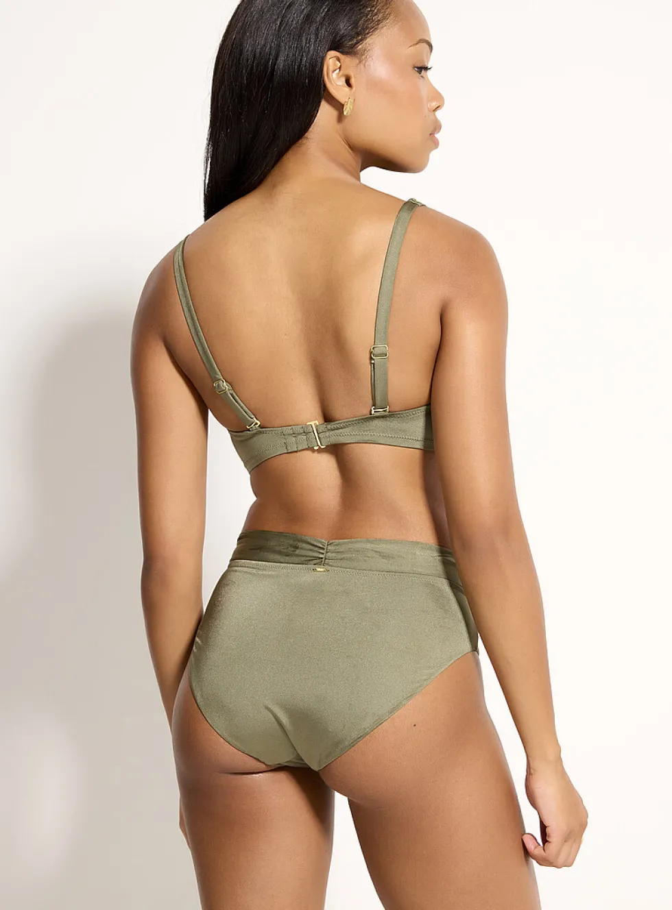 Pleated accent iridescent bikini