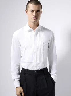 Pleated bib tuxedo shirt