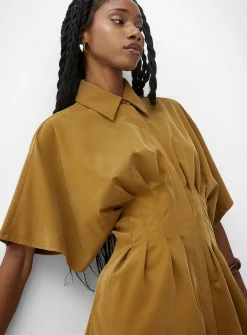 Pleated cinched minidress