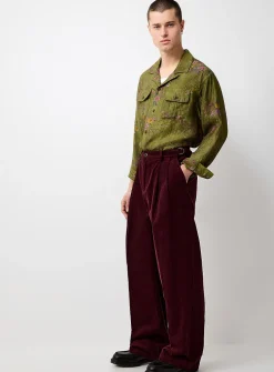 Pleated corduroy pant