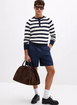 Pleated cotton-linen short