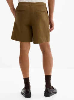Pleated cotton-linen short