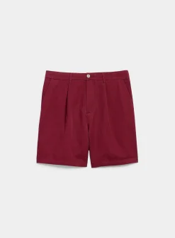Pleated cotton-linen short