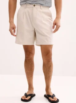 Pleated cotton-linen short