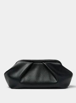 Pleated pebbled evening bag