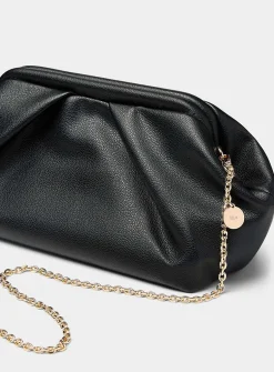 Pleated pebbled evening bag
