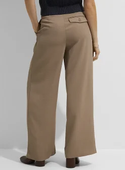 Pleated piqué wide-leg pant