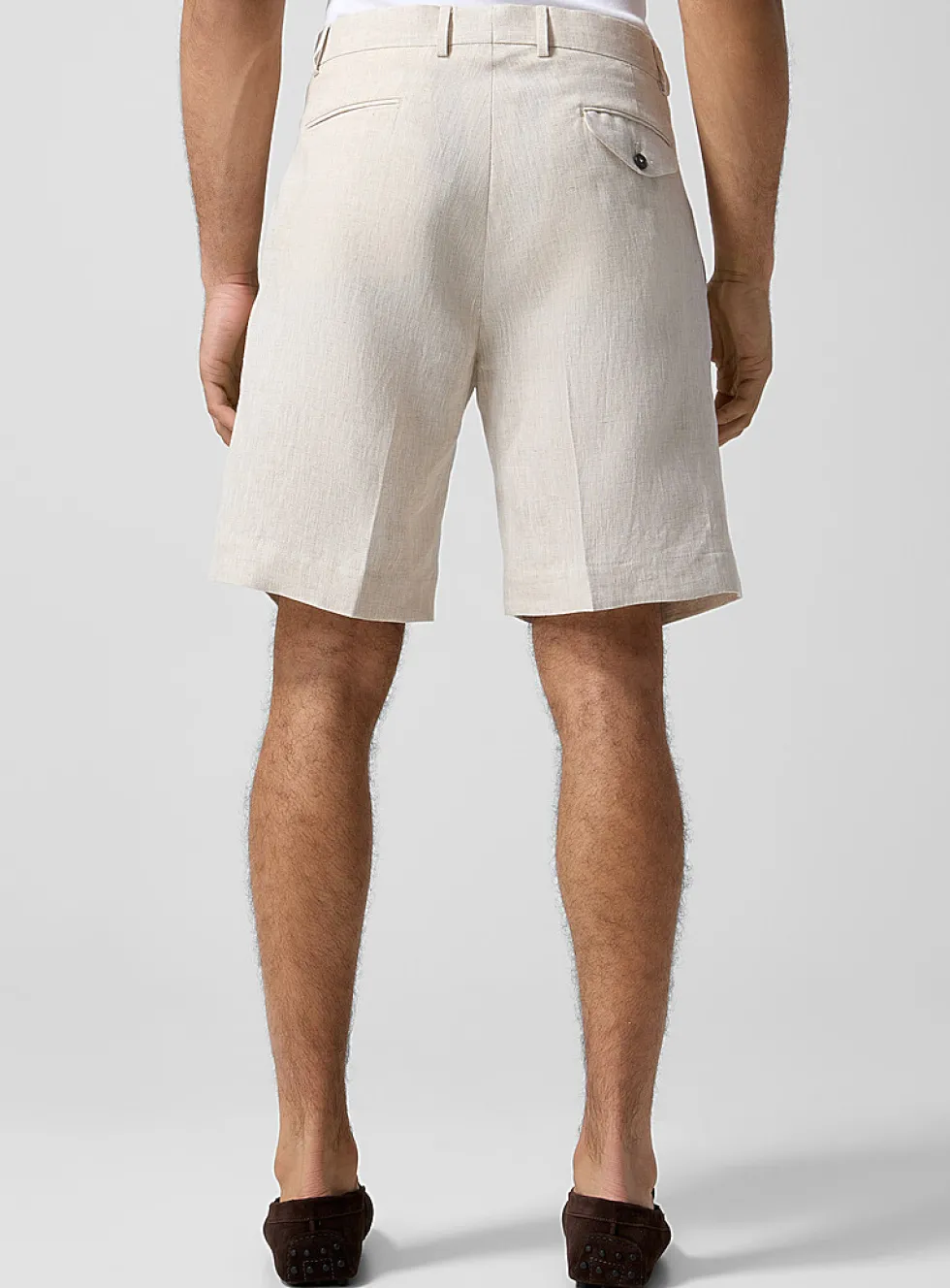 Pleated pure linen short