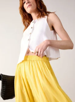 Pleated sheer voile maxi skirt
