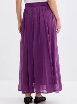 Pleated sheer voile maxi skirt
