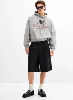 Pleated soft twill Bermudas