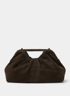 Pleated suede XL evening bag