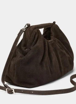 Pleated suede XL evening bag