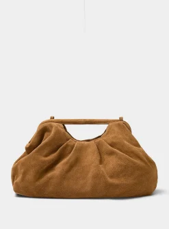 Pleated suede XL evening bag