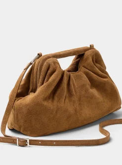 Pleated suede XL evening bag