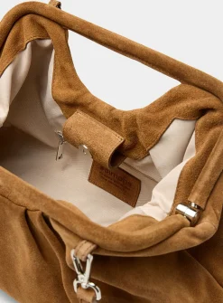 Pleated suede XL evening bag