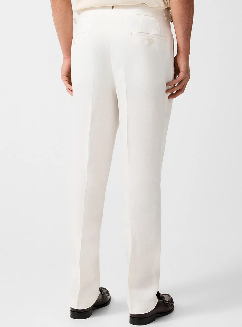 Pleated tapered pure linen pant