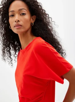 Pleated waist organic cotton T-shirt
