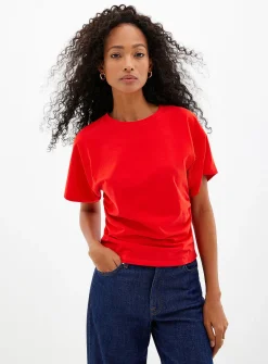 Pleated waist organic cotton T-shirt