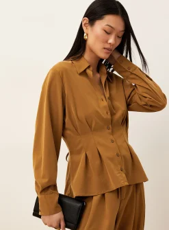 Pleated waist velvety shirt