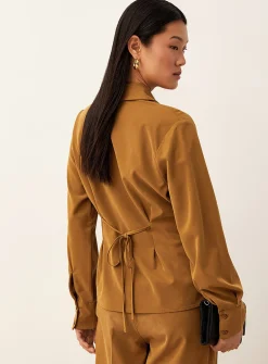 Pleated waist velvety shirt