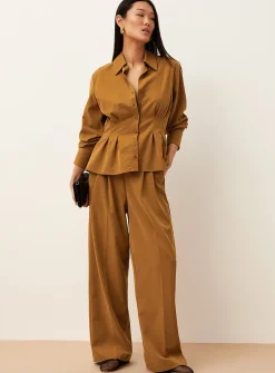 Pleated waist velvety shirt