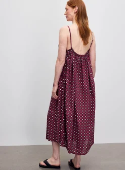 Plum mosaic open-back flared dress