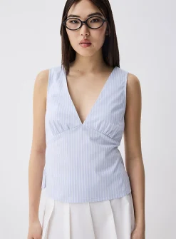Plunging neckline poplin cami