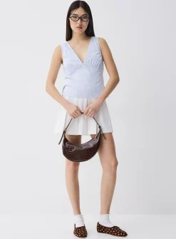 Plunging neckline poplin cami