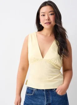 Plunging neckline poplin cami