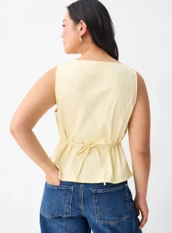 Plunging neckline poplin cami