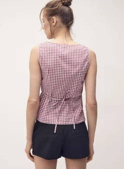 Plunging neckline poplin cami