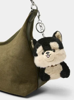 Plush dog charm keychain