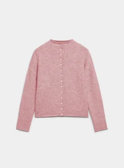 Plush funnel-neck cardigan