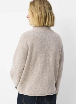 Plush funnel-neck cardigan
